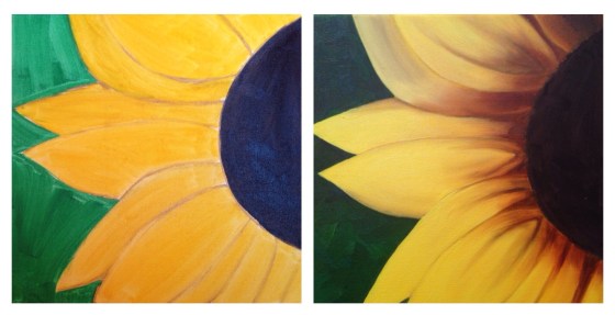 lauren spires fine art_sunflower painting in progress 1