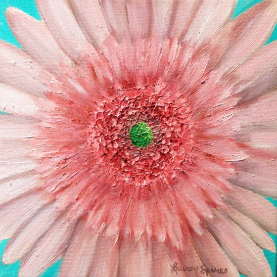 lauren spires fine art_pink gerber daisy_8x8 oil painting