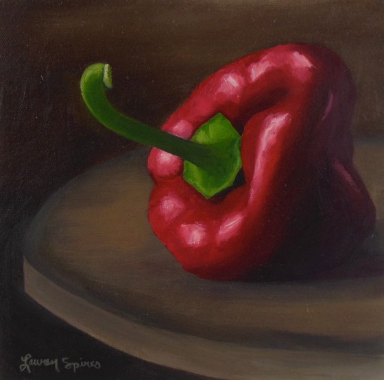 Red bell pepper; 8x8 oil on canvas