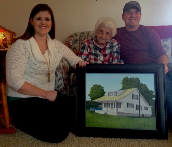 Lauren (me), Grandma Louise and Rob at Christmas